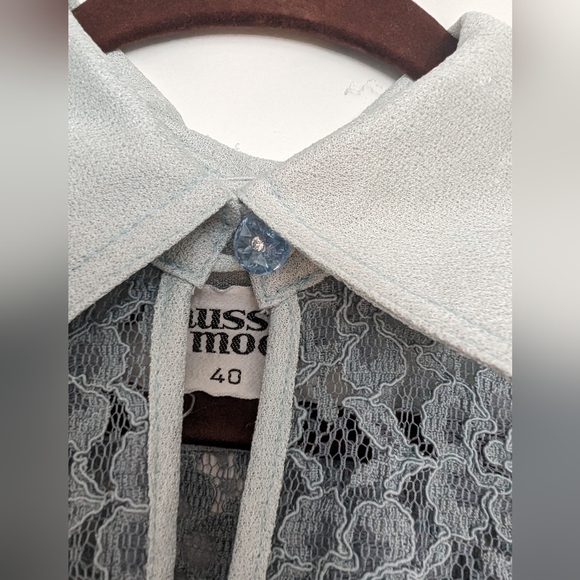 Vintage 70's blue grey lace dress - Picture 4 of 6